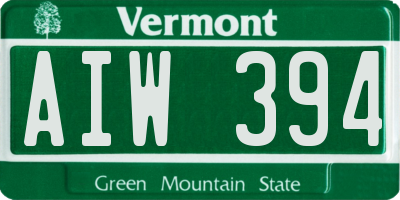 VT license plate AIW394