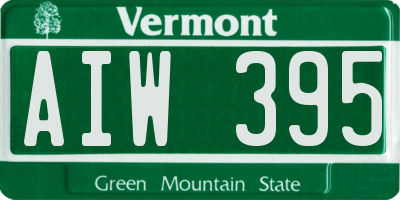 VT license plate AIW395