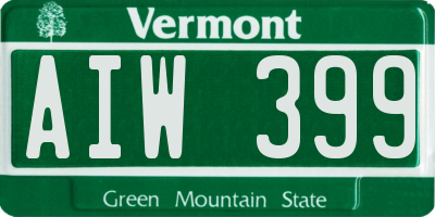 VT license plate AIW399