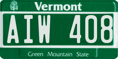 VT license plate AIW408