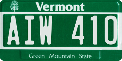 VT license plate AIW410