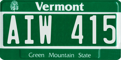 VT license plate AIW415
