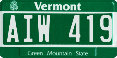 VT license plate AIW419