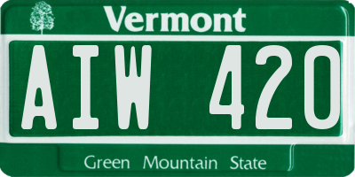 VT license plate AIW420
