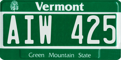VT license plate AIW425