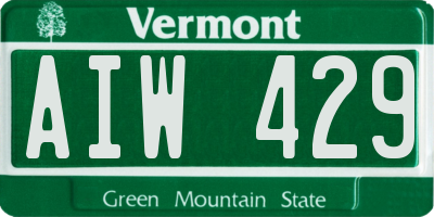 VT license plate AIW429