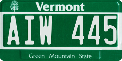 VT license plate AIW445