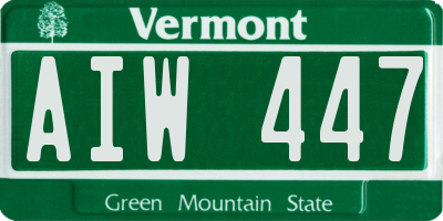 VT license plate AIW447