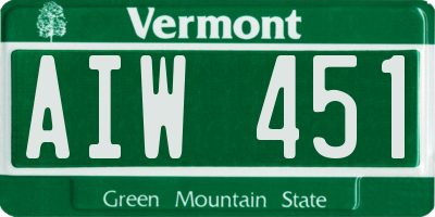VT license plate AIW451