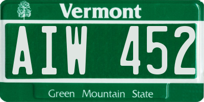 VT license plate AIW452