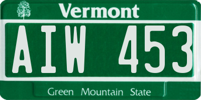 VT license plate AIW453