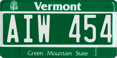 VT license plate AIW454