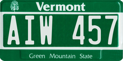 VT license plate AIW457