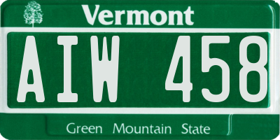 VT license plate AIW458