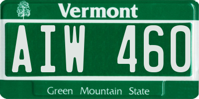 VT license plate AIW460