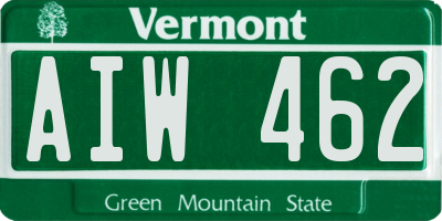 VT license plate AIW462