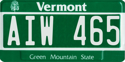 VT license plate AIW465