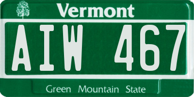 VT license plate AIW467