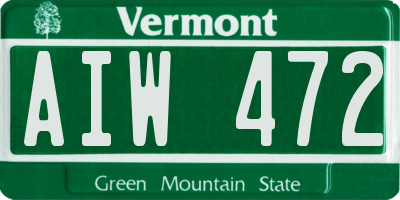 VT license plate AIW472