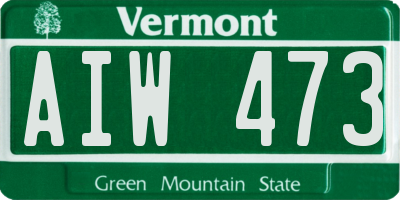 VT license plate AIW473