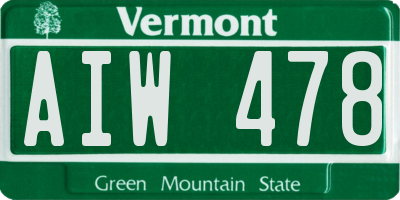 VT license plate AIW478
