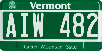 VT license plate AIW482