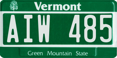 VT license plate AIW485