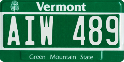VT license plate AIW489