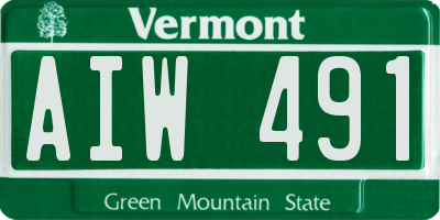 VT license plate AIW491