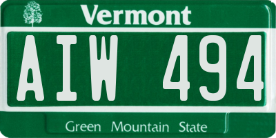 VT license plate AIW494