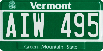 VT license plate AIW495