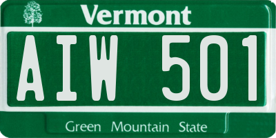 VT license plate AIW501