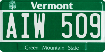 VT license plate AIW509