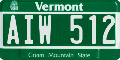 VT license plate AIW512