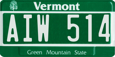 VT license plate AIW514