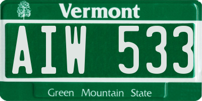 VT license plate AIW533