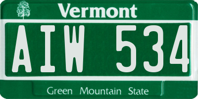 VT license plate AIW534