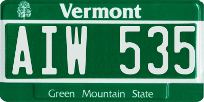 VT license plate AIW535