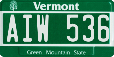 VT license plate AIW536