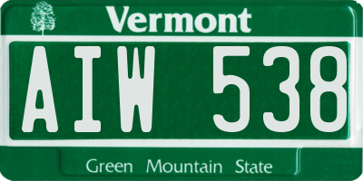 VT license plate AIW538