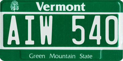 VT license plate AIW540