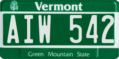 VT license plate AIW542