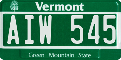 VT license plate AIW545