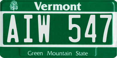VT license plate AIW547