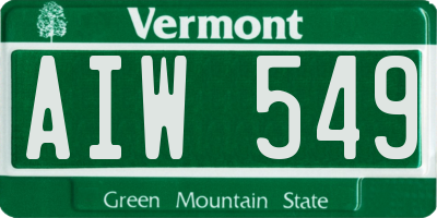 VT license plate AIW549