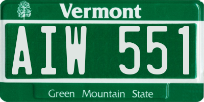 VT license plate AIW551