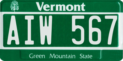 VT license plate AIW567