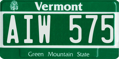 VT license plate AIW575