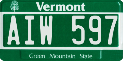 VT license plate AIW597