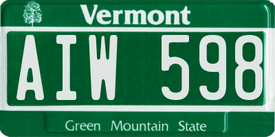 VT license plate AIW598